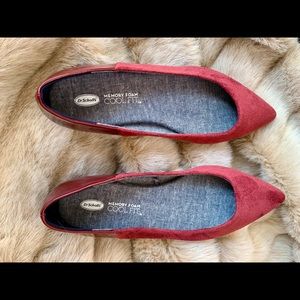 Dr Scholl’s memory foam dark red pointed flats.